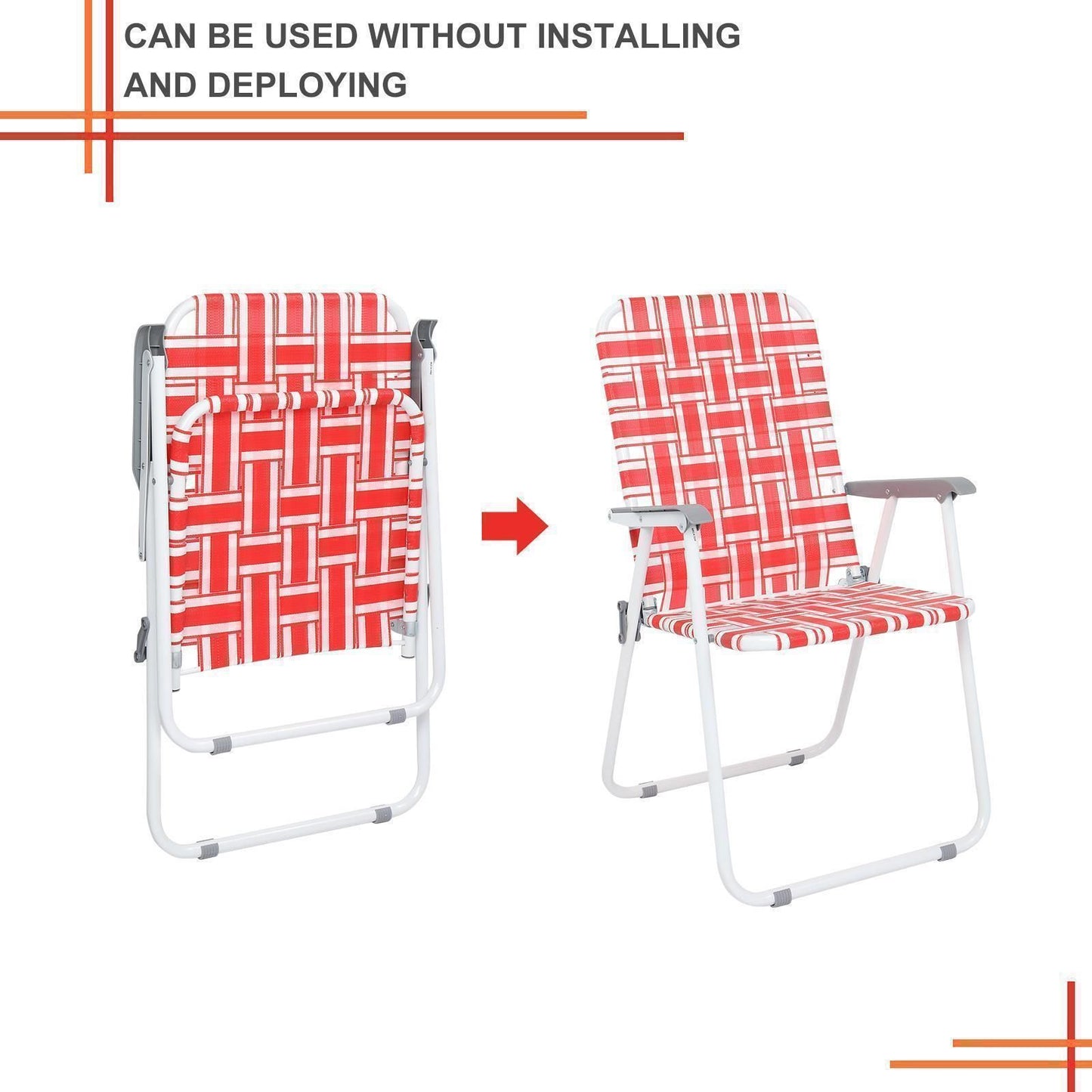 Folding Web Chair Lightweight Beach Lawn Patio Chairs With Webbed Strap Design Portable Outdoor Se 5
