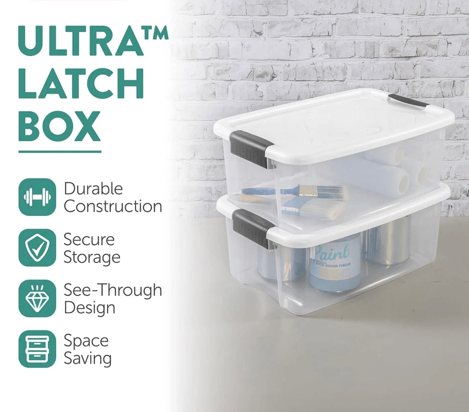 Sterilite Clear Plastic Stackable Storage Bin W White Latch Lid Durable Totes For Home Garage Attic 11