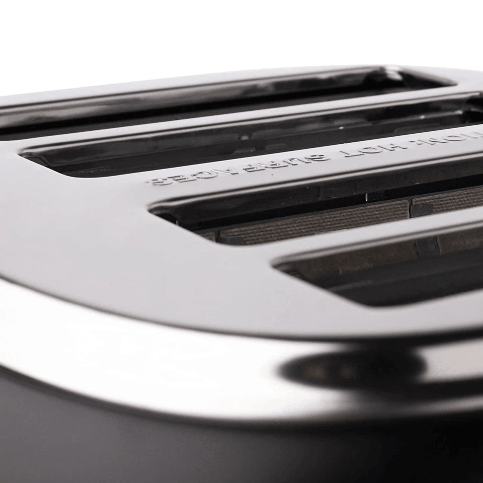 Haden Heritage 4 Slice Wide Slot Stainless Steel Toaster Black Copper Retro Design Bagel Defrost 4