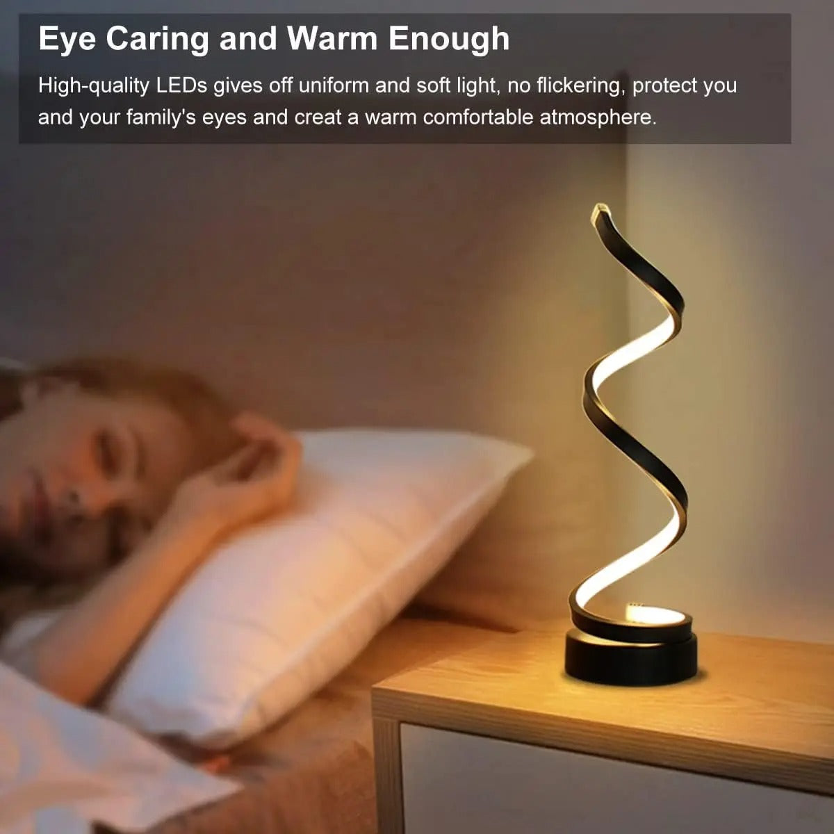 Modern Spiral Dimmable LED Table Lamp Sleek Bedside Light for Living Room Bedroom Office