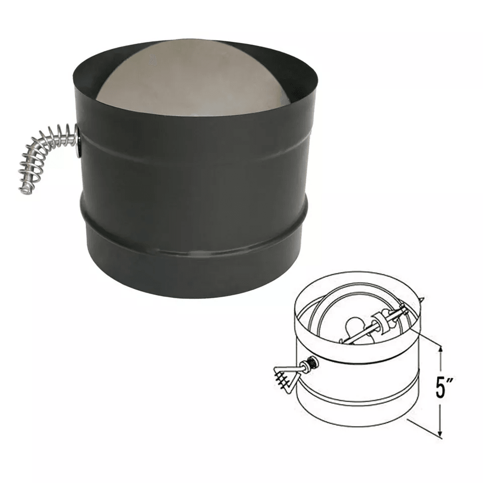 DuraVent Black Single Wall Damper Section Interior Stove Pipe Adapter For Wood Stove Ventilation Ef 4