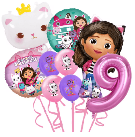 Gabby Dollhouse Cats Number Balloon Set Perfect Childrens Birthday Party Decoration With Latex Alum 8