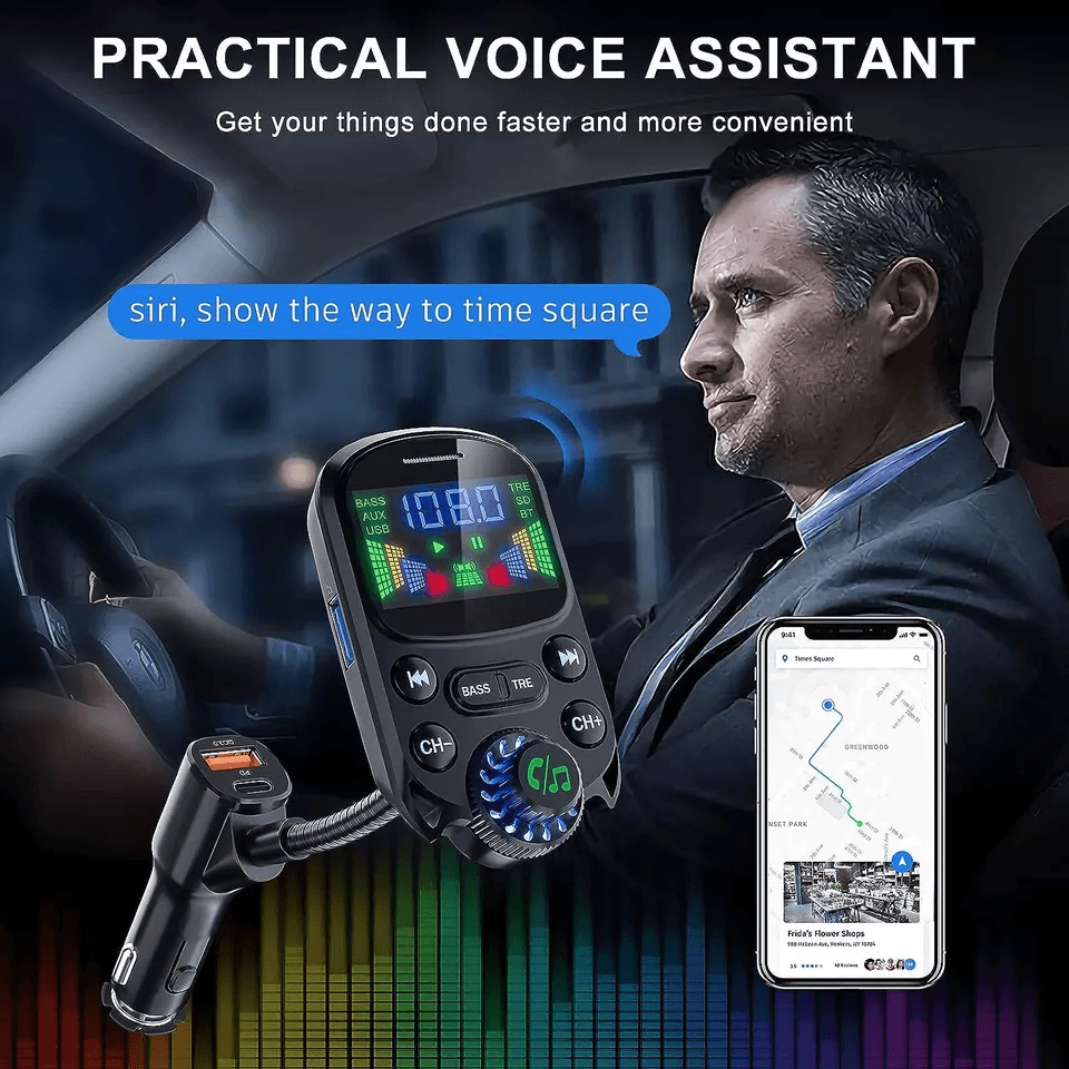 Wireless Car Bluetooth FM Transmitter MP3 Radio Adapter HandsFree 3Port USB Charger Universal Compa 5