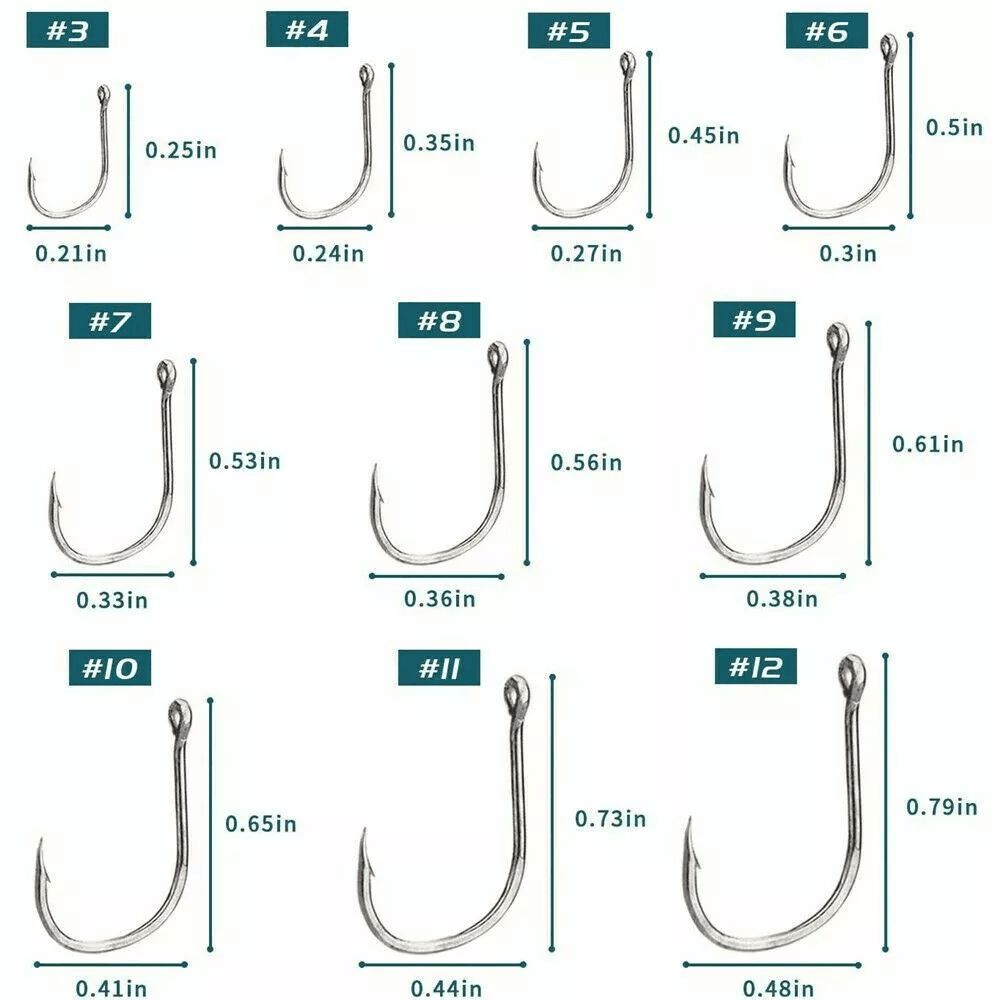 Fishing Hooks Kit 10 Assorted Sizes Black Silver Sharpened Hooks With Durable Storage Box 3