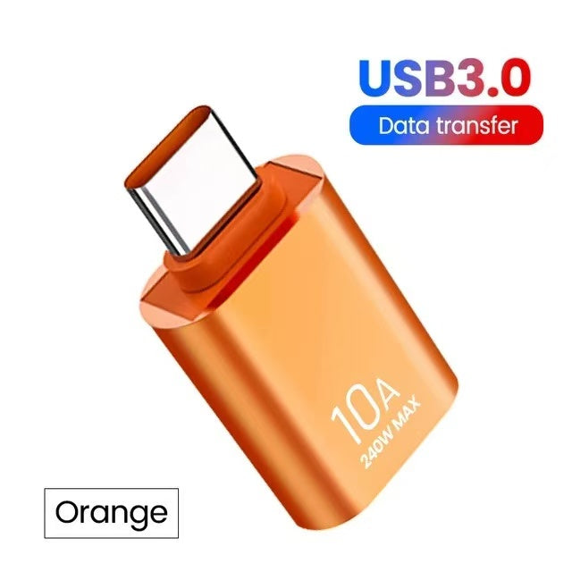 USB 3.0 OTG Adapter 10A, Type-C Male to USB Female Fast Charging Converter for Smartphones, Tablets, PCs