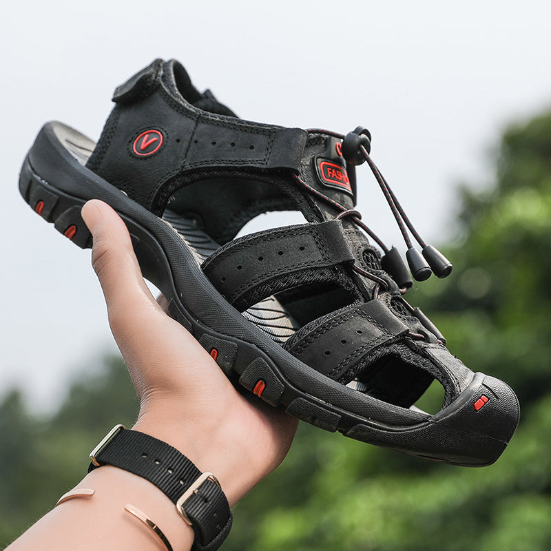 Summer Men Sandals Leather Breathable Casual Shoes For Outdoor Beach Fashion Roman Style AntiSlip 9