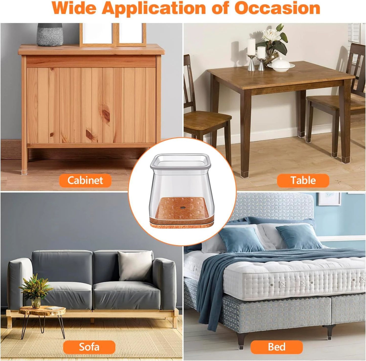 Square Chair Leg Floor Protectors Silicone Furniture Pads For Hardwood Floors Furniture Sliders For