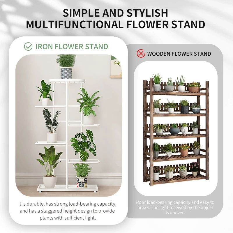 MultiLayer Iron Plant Stand 5Tier Flowerpot Organizer Storage Shelf For Indoor Outdoor Use 3