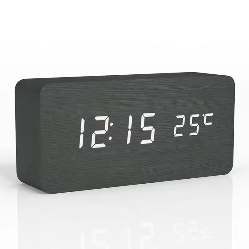 Wooden Digital LED Alarm Clock Minimalist Desk And Bedside Clock With Temperature And Sound Contro 10