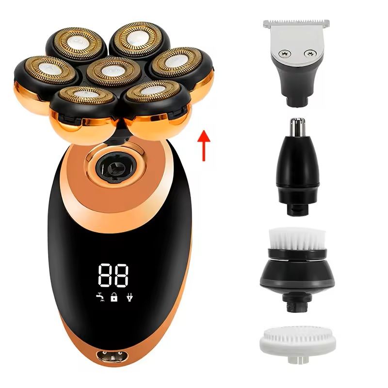 7D Floating Head Electric Shaver Waterproof Bald Head And Beard Trimmer With LCD Display For Wet A 9