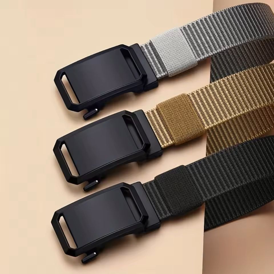 Men Tactical Canvas Belt Automatic Buckle Military Style Outdoor Workwear Belt 9
