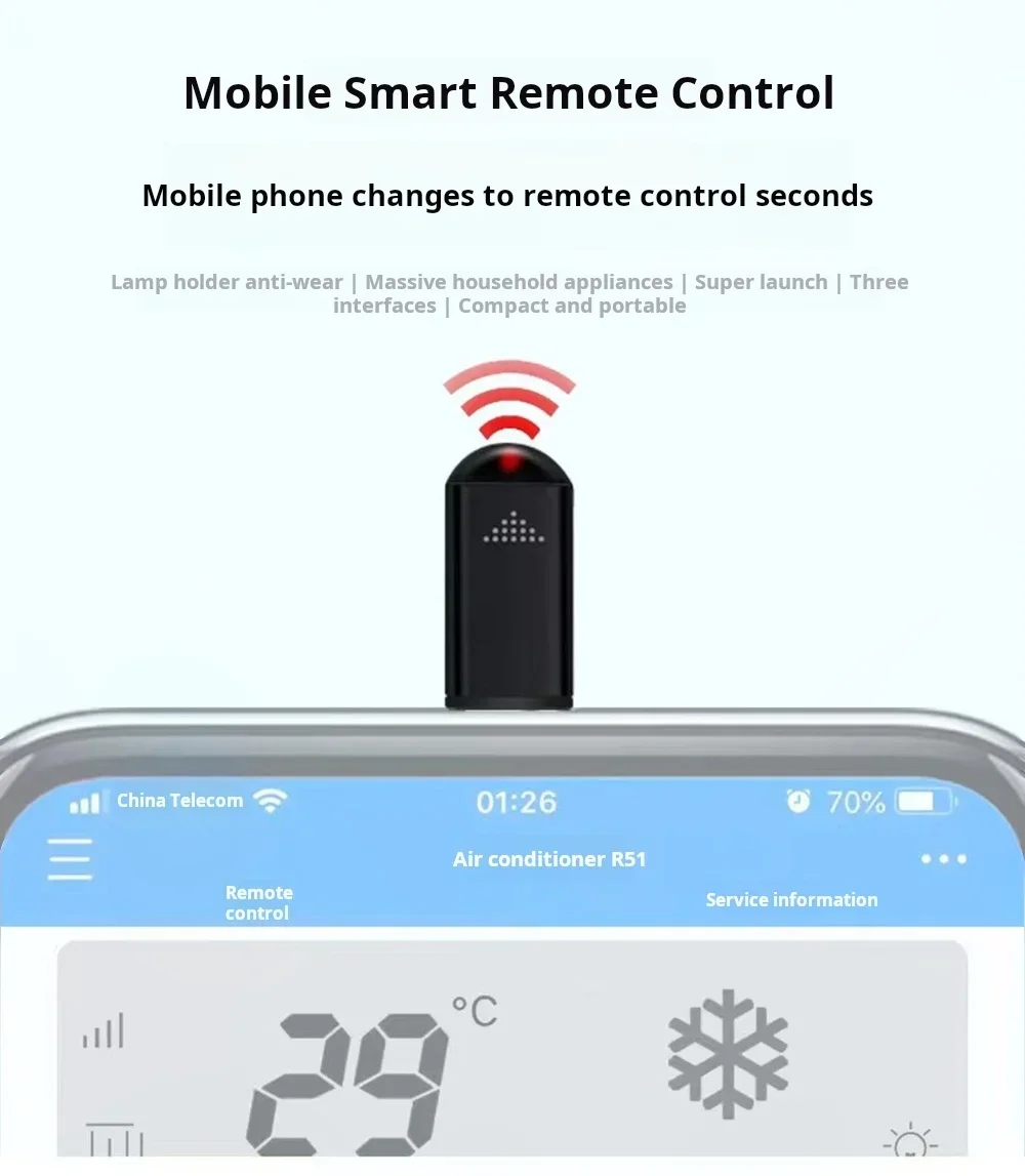 Smartphone Infrared Transmitter Adapter TypeC IR Remote Control With Smart App For TV AC And More 5