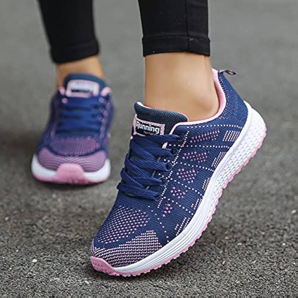 Womens Breathable Mesh Walking Sneakers Lightweight Casual Flats For Gym Travel Everyday Wear 4