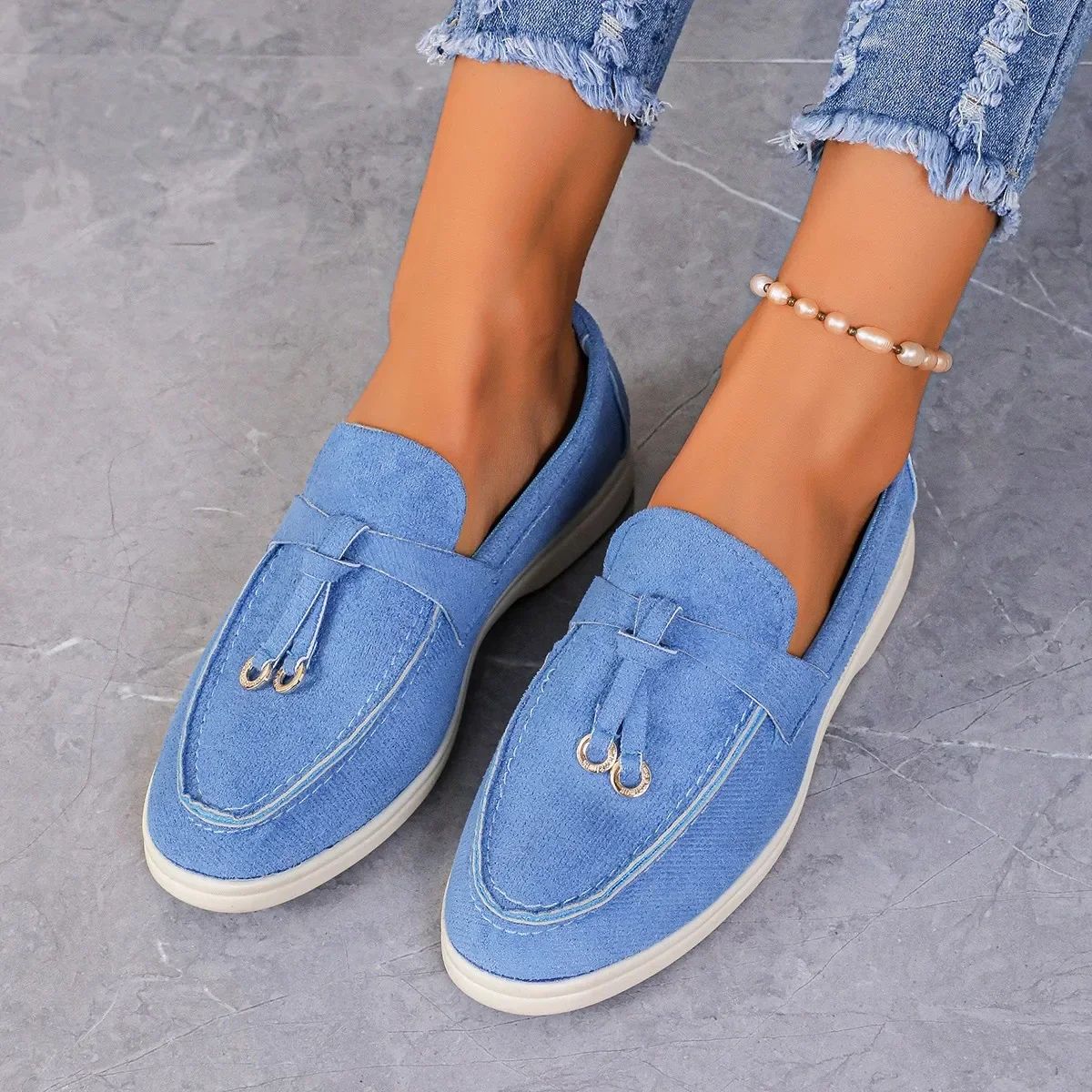 New Lefu Womens Soft Leather Retro SlipOn Flats Thick Sole Comfortable Lazy StepOn Shoes 3