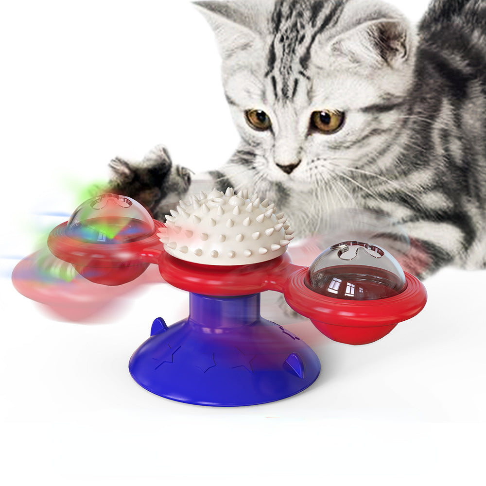 Cat Windmill Toy Interactive Turntable Puzzle Game Toothbrush For Kittens 6