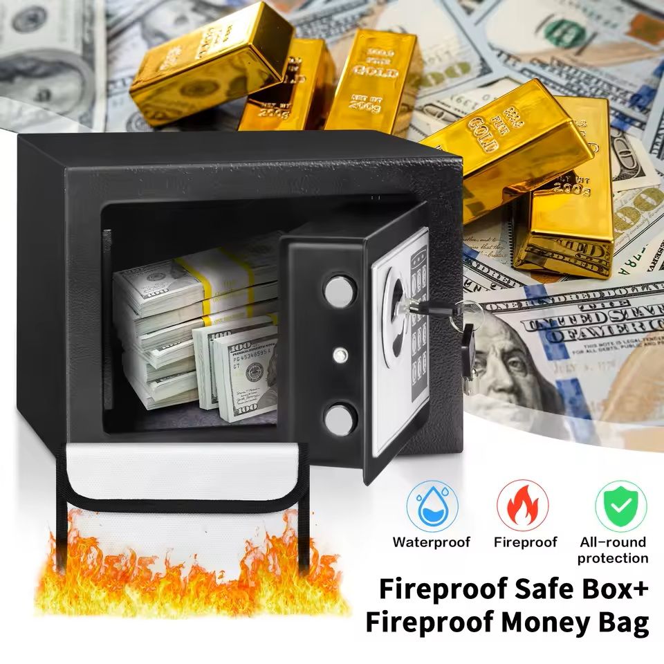 Steel Digital Safe Box With Electronic Lock And Fireproof Money Bag For Home Security 6
