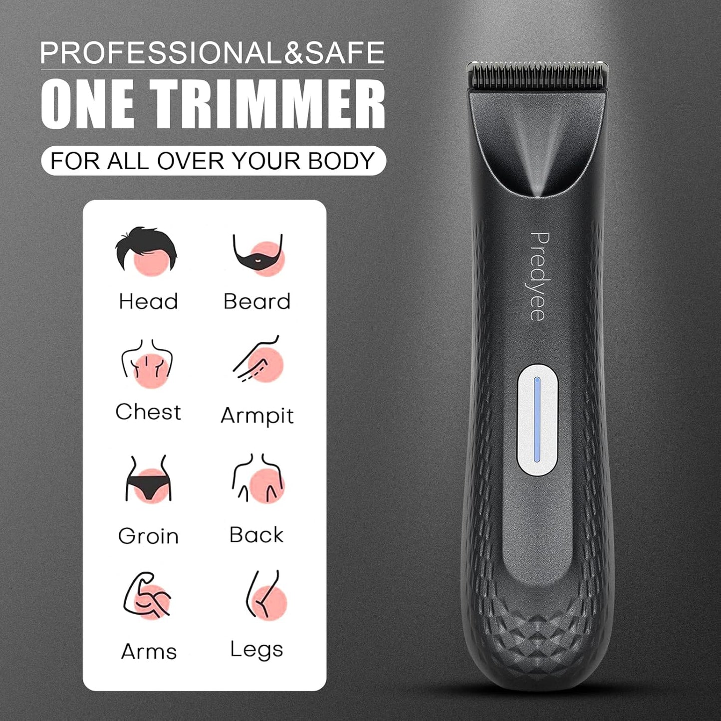 Electric Groin Body Hair Trimmer For Men Waterproof Groomer With Replaceable Ceramic Blade 5