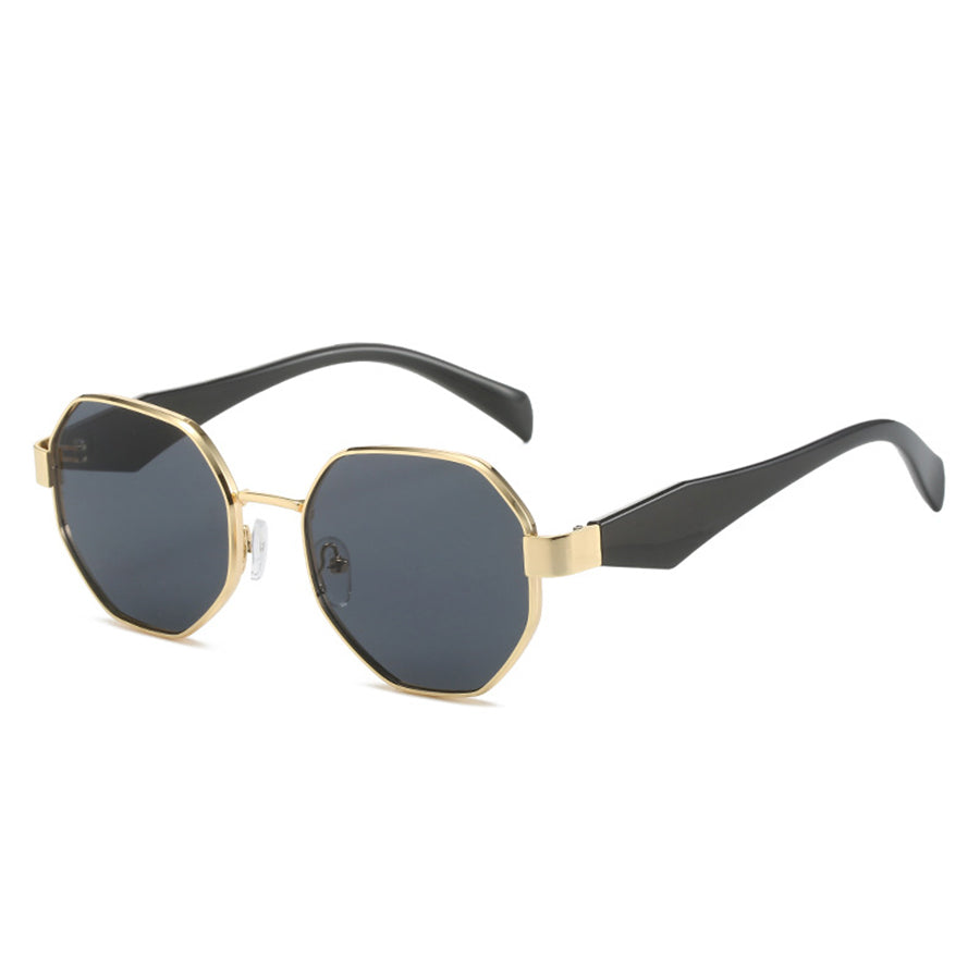 Retro Polygonal Sunglasses Luxury Metal Frame Designer Shades For Women Men 9
