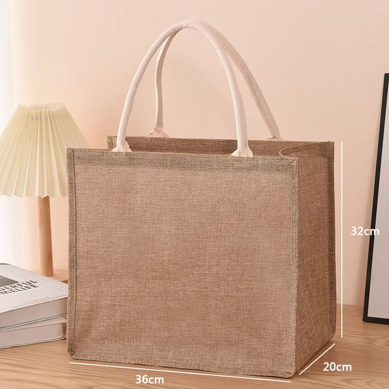 Linen Bags HandPainted Cotton Sacks Jute Portable Imitation Sacks For Shopping Stylish Laminated B 3