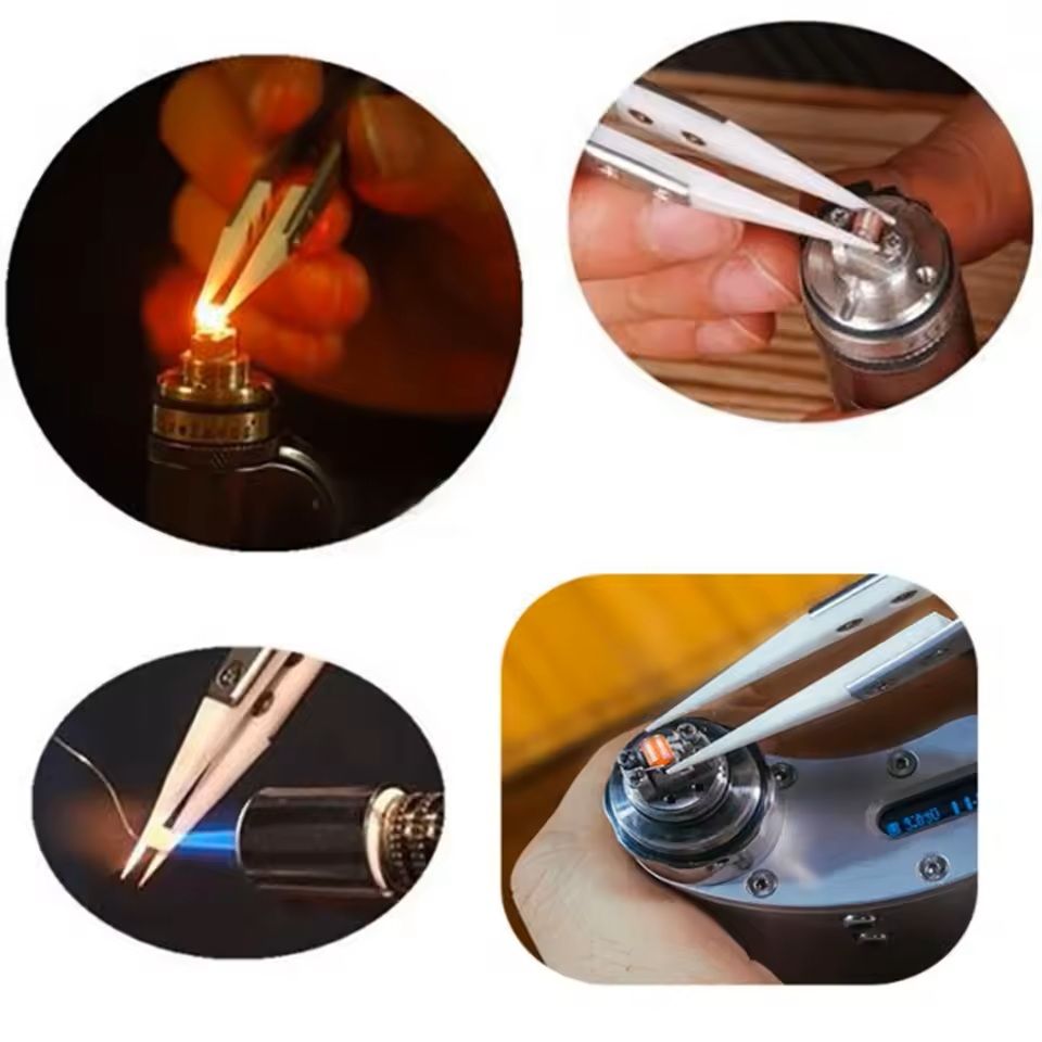 Ceramic Tipped Stainless Steel Tweezers For Heat Resistant Soldering Work 5