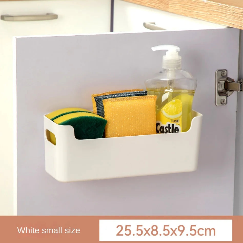 SpaceSaving NonPerforated Cling Film Rack Cabinet Wall Shelf Spice Organizer For Kitchen Storage 7