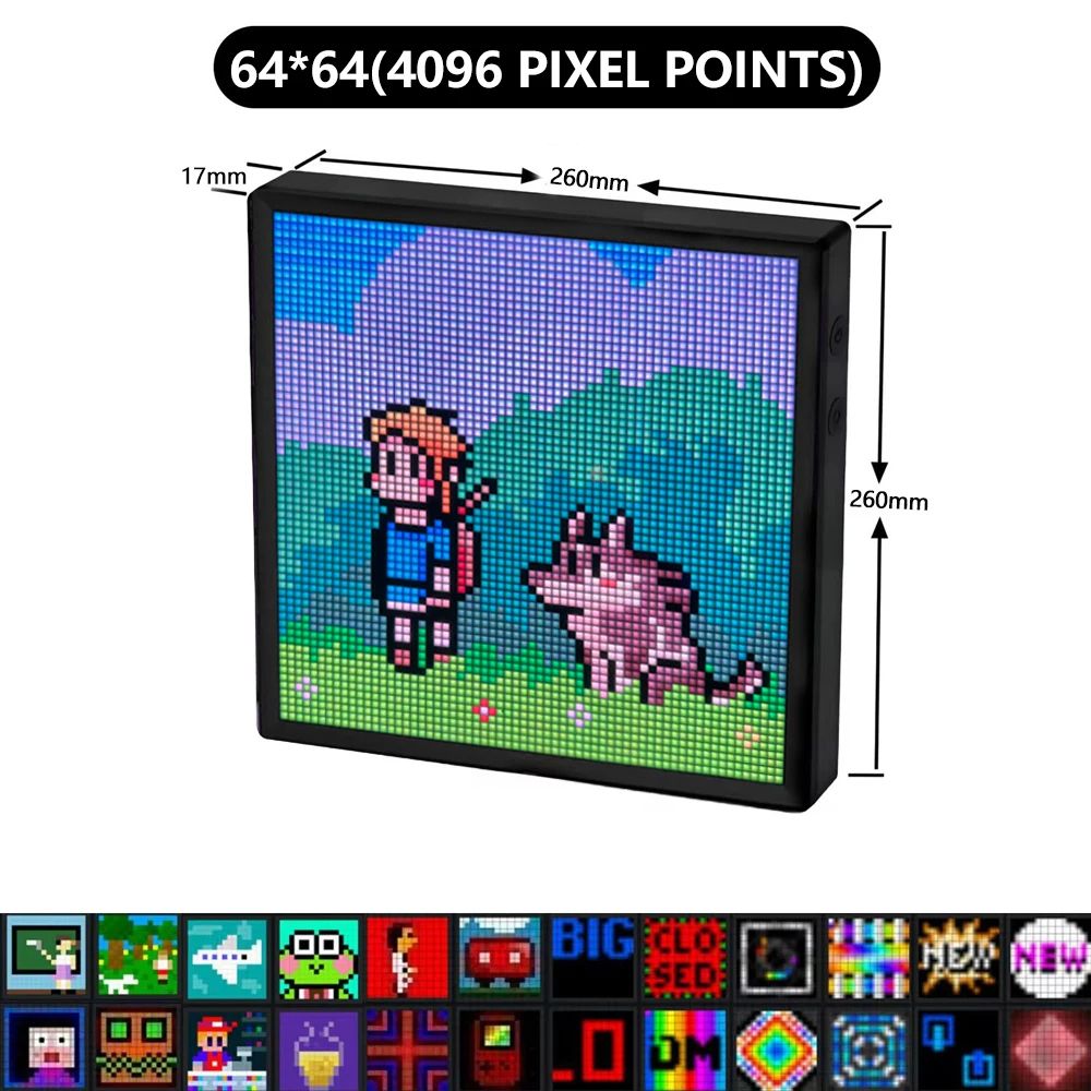 LED Pixel Display Matrix Panel Programmable Pixel Art Display With Bluetooth App Control Creative A 6