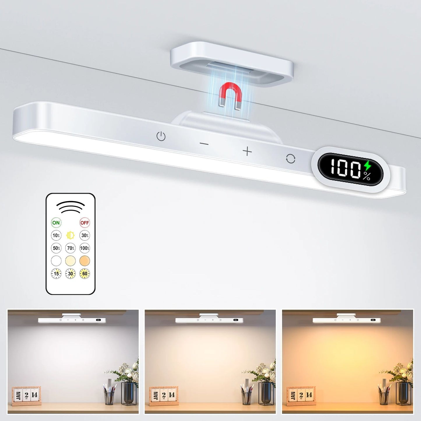 Rechargeable Dimmable LED Night Light Adjustable 3 Color Brightness Touch Lamp For Closet Makeup Be 9