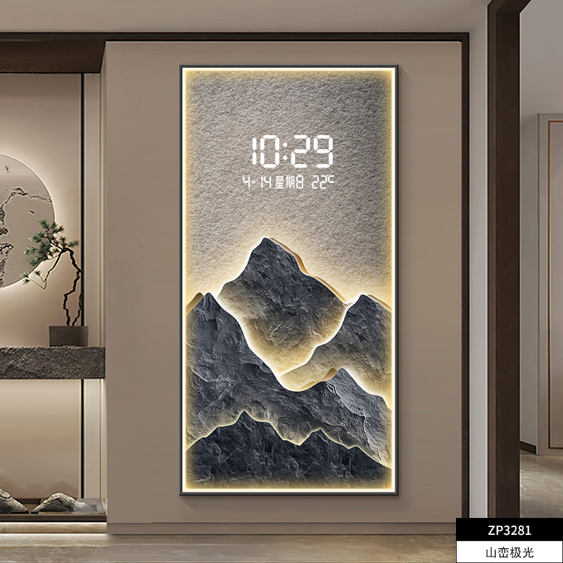 Digital Display Wall Clock With LED Lights Stylish Living Room Decor Electronic Hanging Painting Cl 4