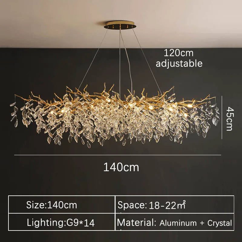 Luxury Gold Crystal LED Chandelier Elegant Ceiling Light For Living Room Dining Bedroom 9
