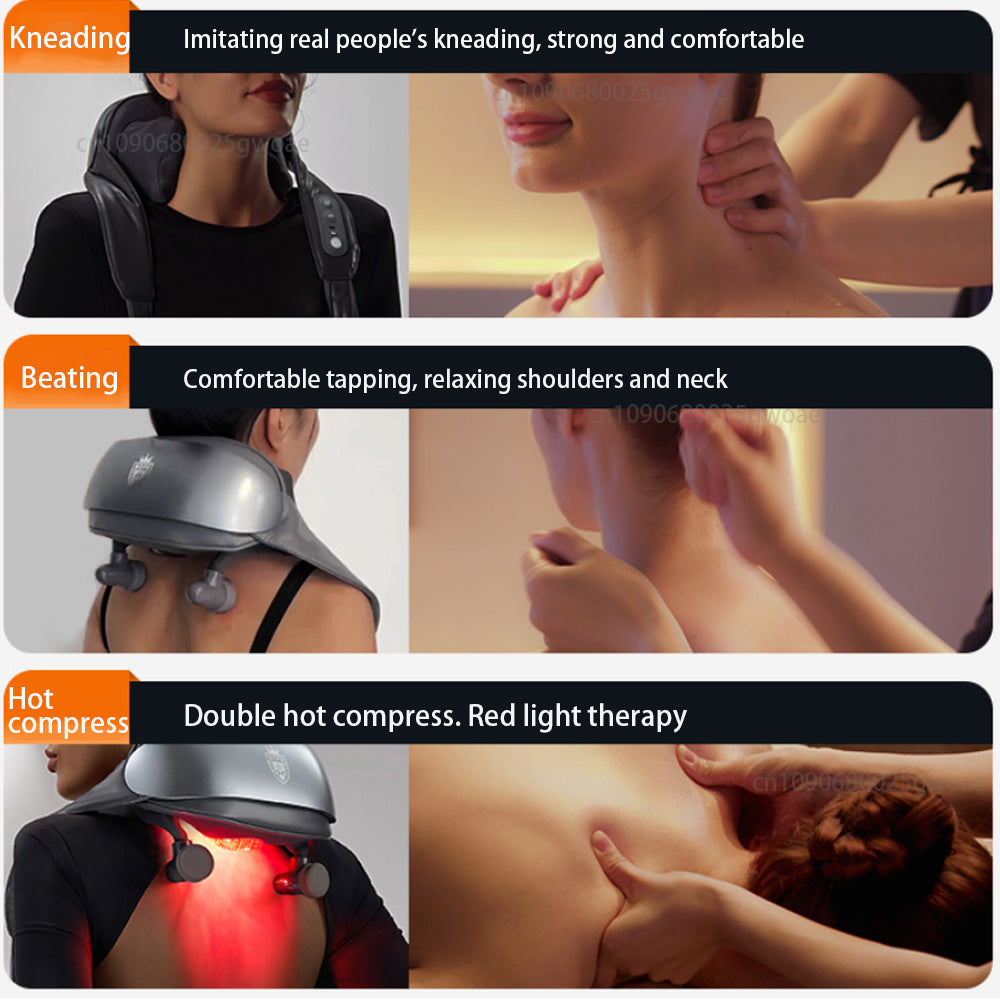 Neck Shoulder Massager With Heat Shiatsu Kneading Deep Tissue Pain Relief Red Light Therapy 5