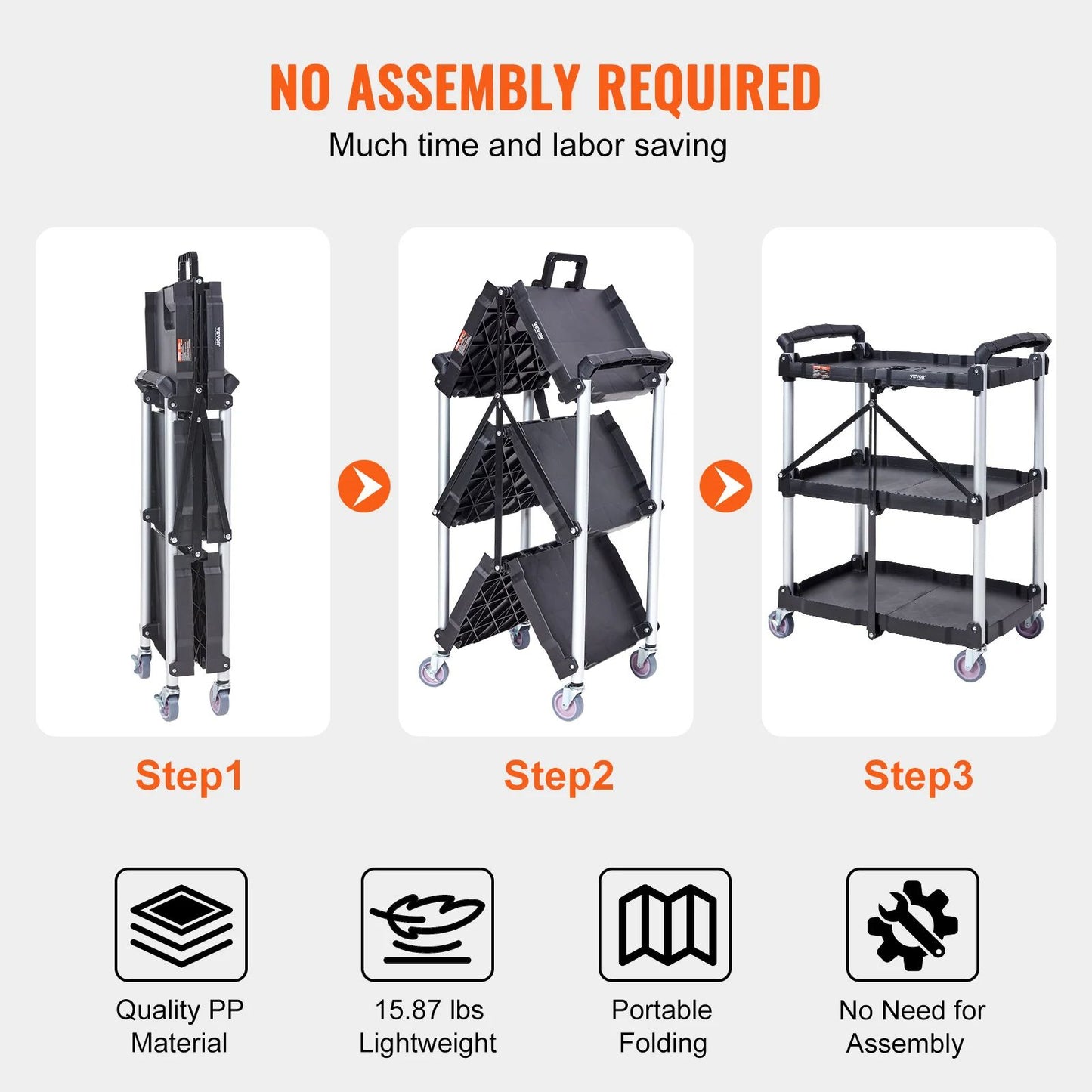 VEVOR Folding Rolling Utility Cart Storage Shelf Slim Slide Organizer Movable Gap Rack For Kitchen 5