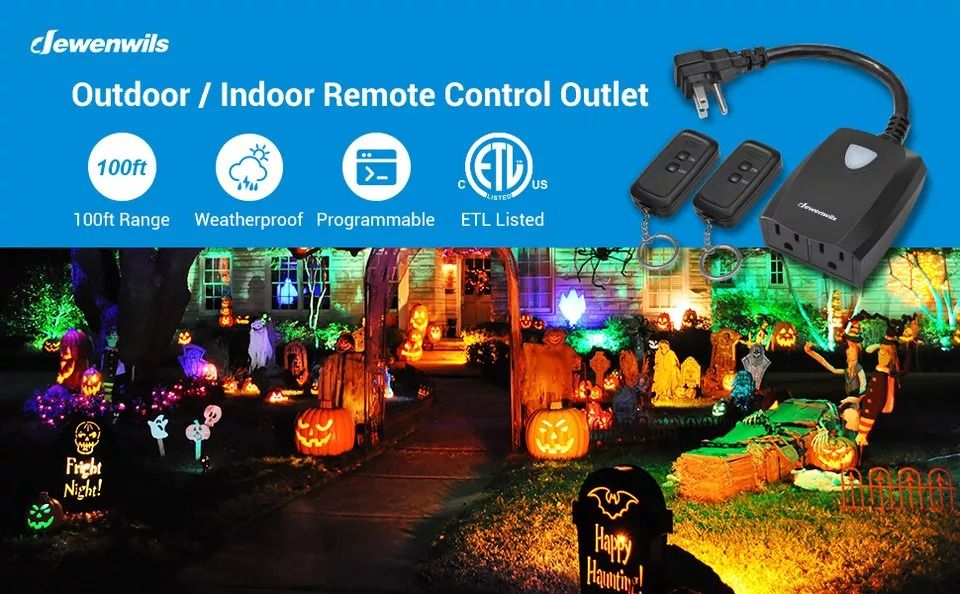 Weatherproof Wireless Remote Outlet For Outdoor Lights Electrical Plug Switch 5