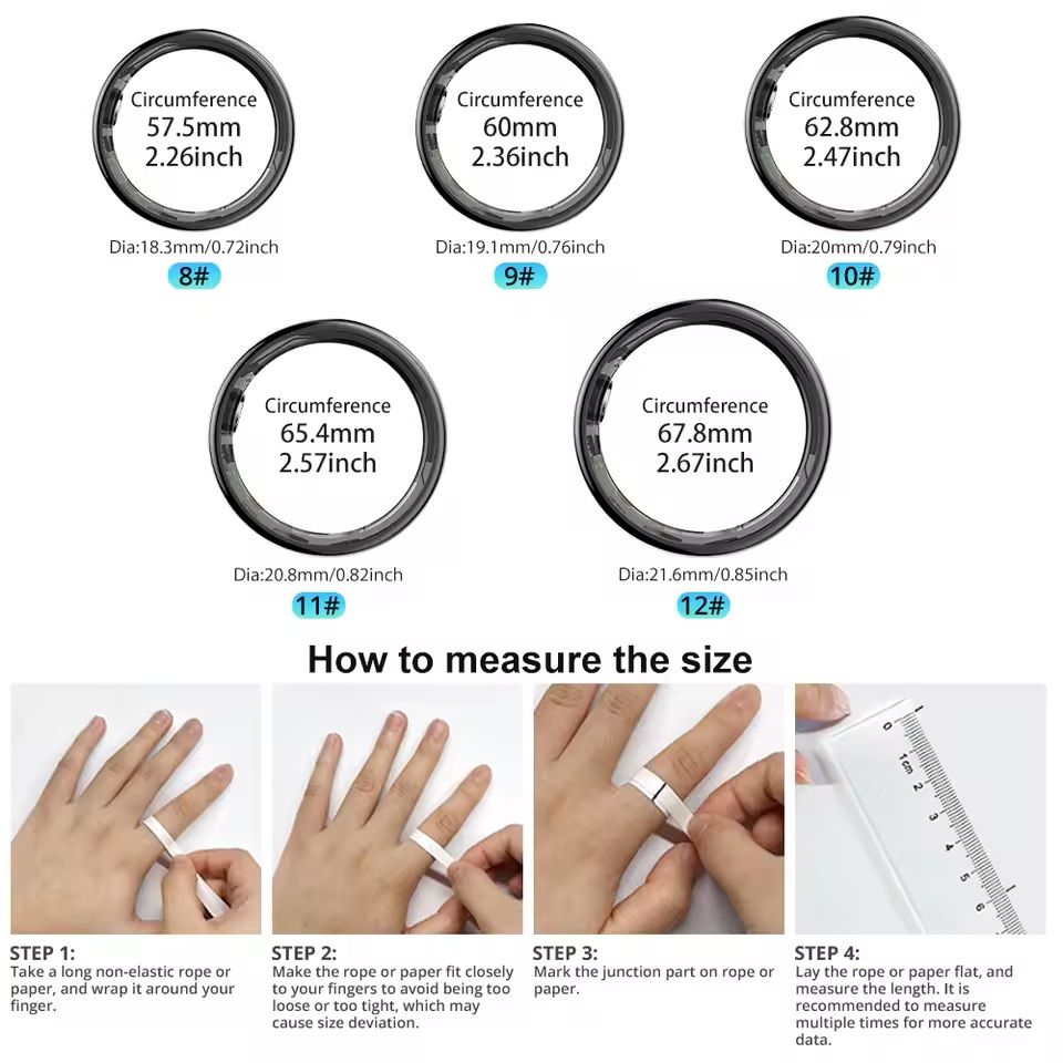 Smart Ring With Charging Case And 39 Day Battery Life Waterproof Health Monitor 7
