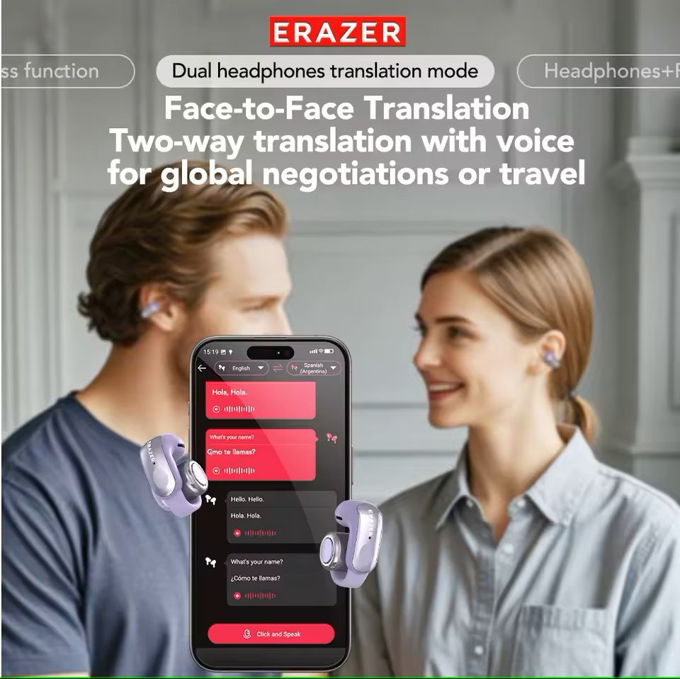 OpenEar Bluetooth Translation Earbuds With App Support Wireless Office Travel Headset 7