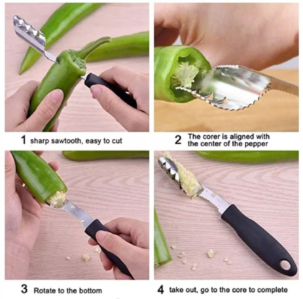 Jalapeno Corer Cutter Stainless Steel Pepper Slicer Tool For Tomatoes Strawberries Fruit Prep Ergon 7