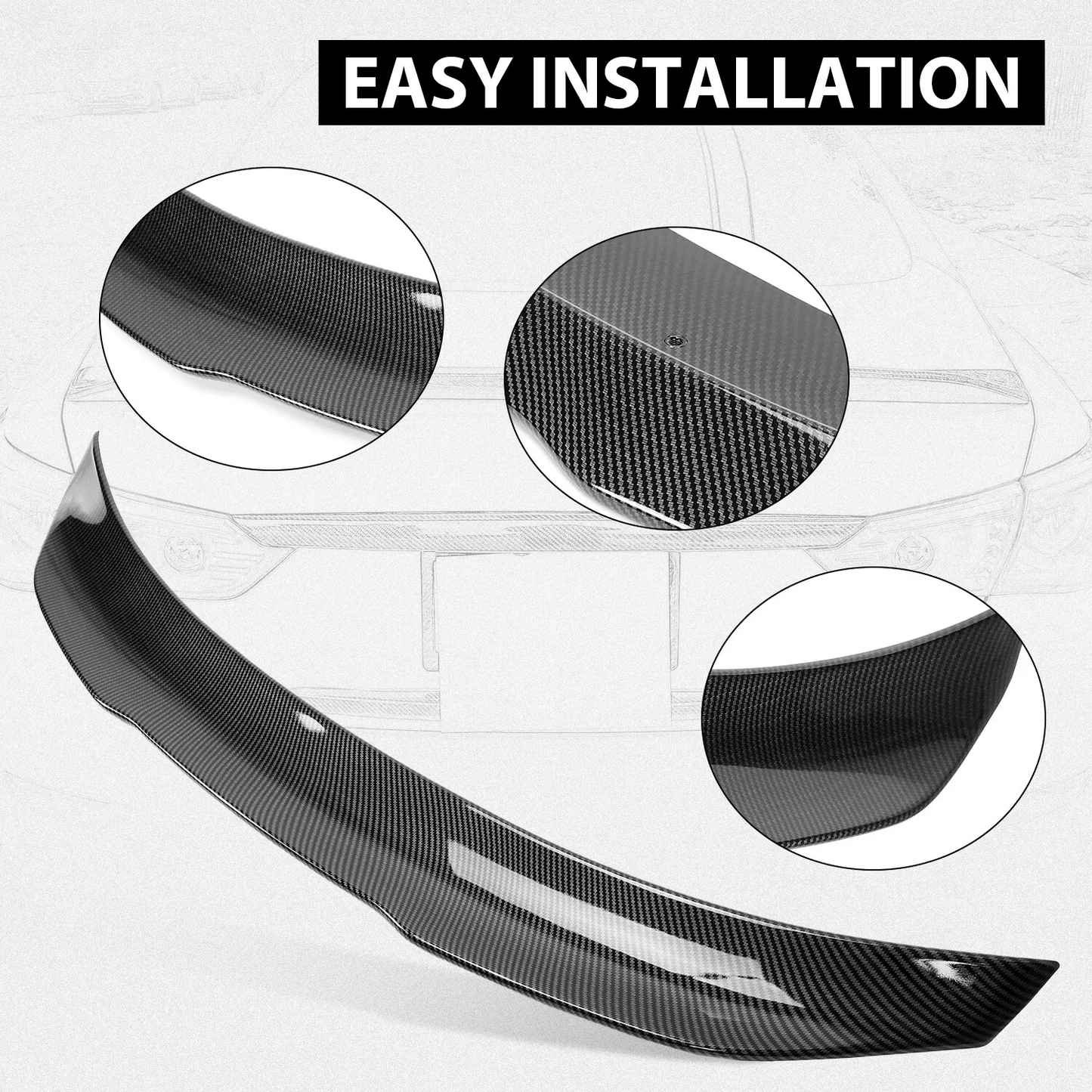 Duckbill Trunk Spoiler For Infiniti Q50 Carbon Fiber PSM Style Painted 3
