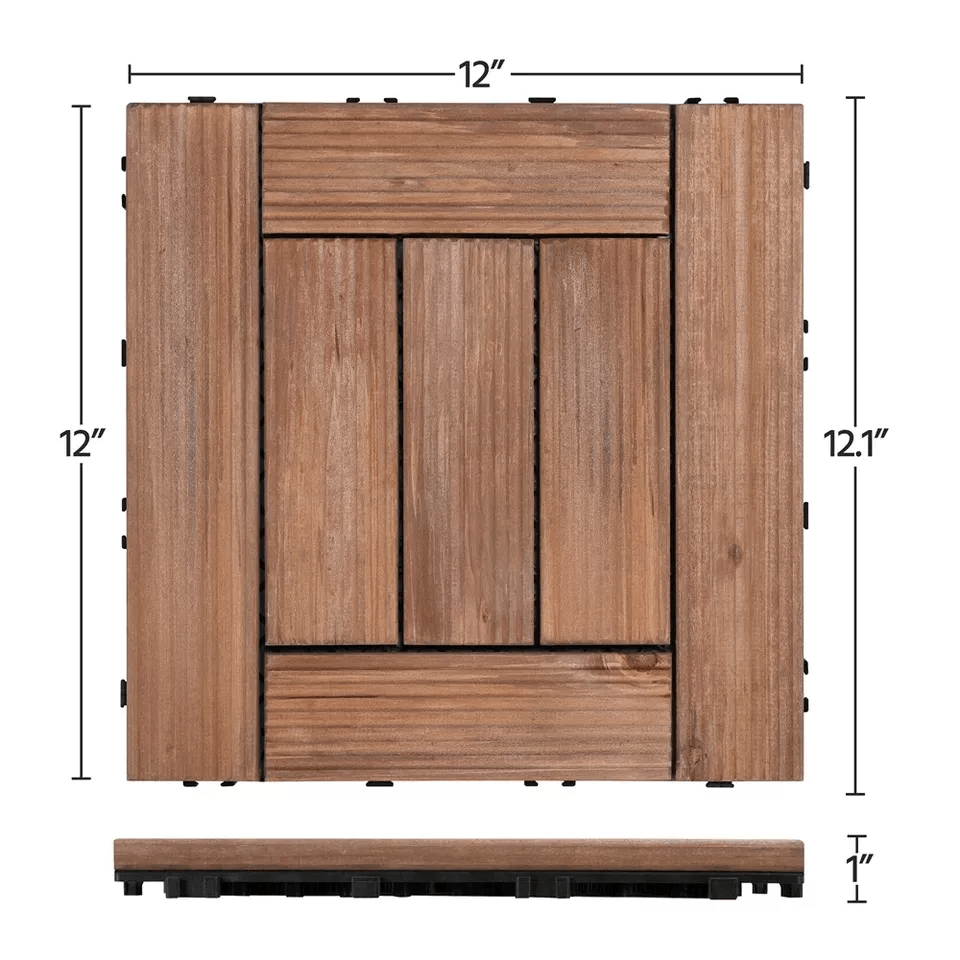 Interlocking Deck Tiles Wood Flooring Solid Wood Brown Patio Tiles For Outdoor Garden Balcony And T 10