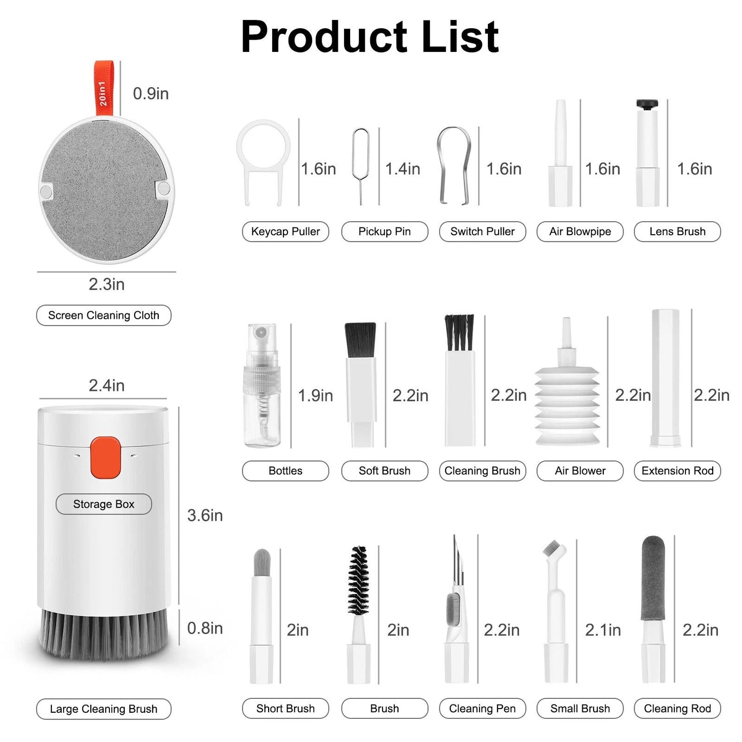 20in1 Laptop Keyboard Cleaner Kit Electronic Device Cleaning Tool Set For Camera Screen More 5