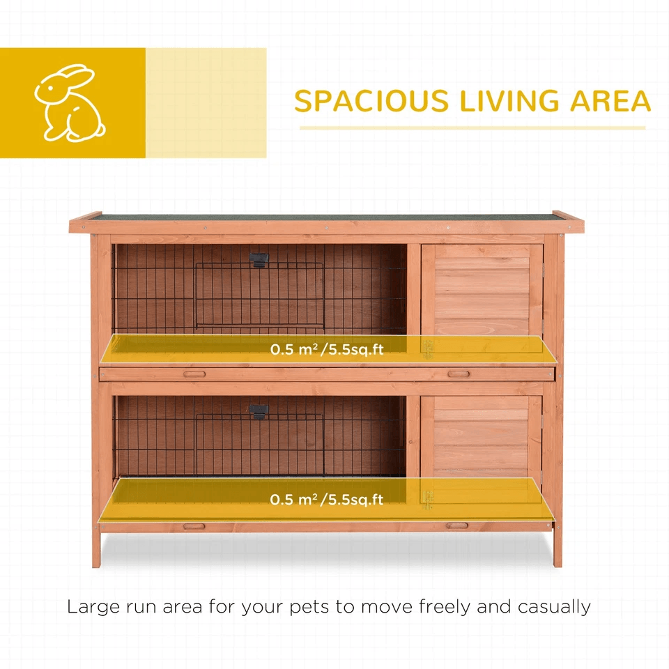 1 Bunny Hutch With Dividers Asphalt Roof For Small Animals Outdoors 2 Level Orange Rabbit Hutch 3