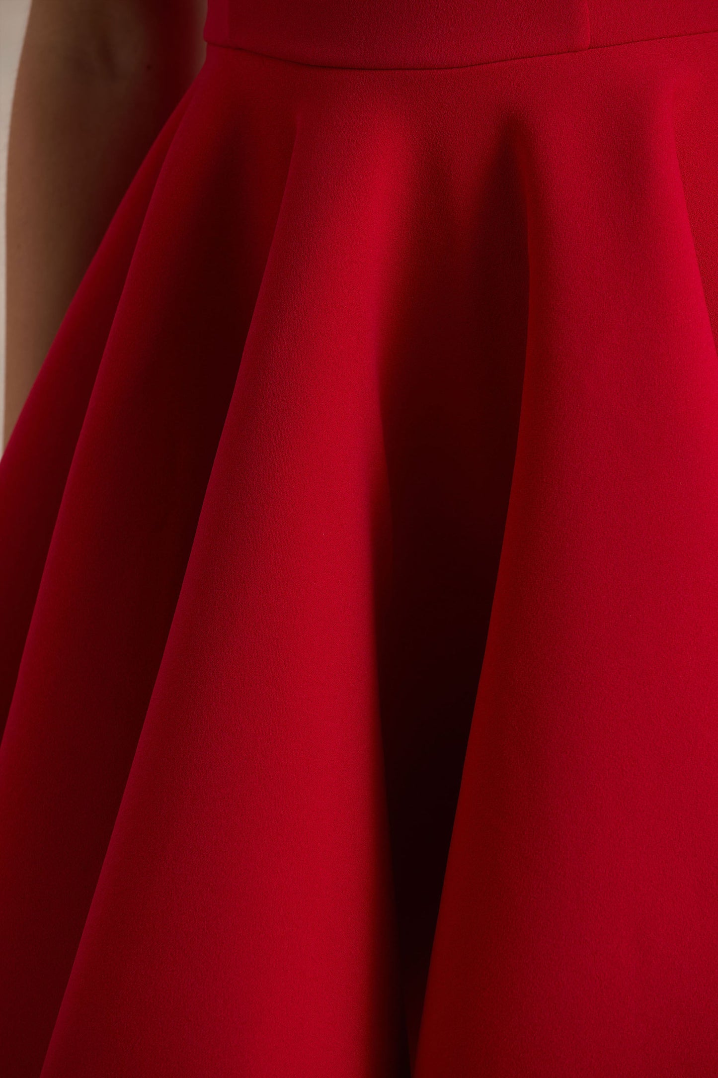 Prosperity | Red Asymmetric-Neck Mini Dress With Bow Detail