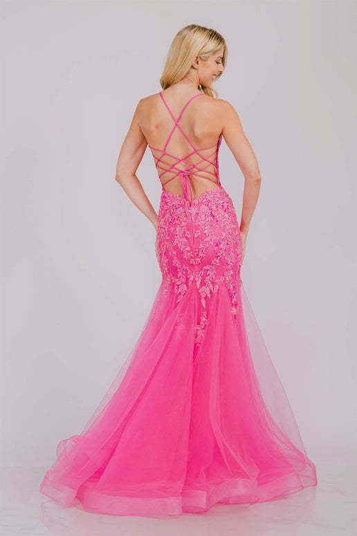 Hera Gown Pink Tulle & Floral Lace Mermaid Dress