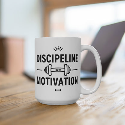 Discipline Over Motivation Coffee Mug — Fitness Motivational Gym Gift