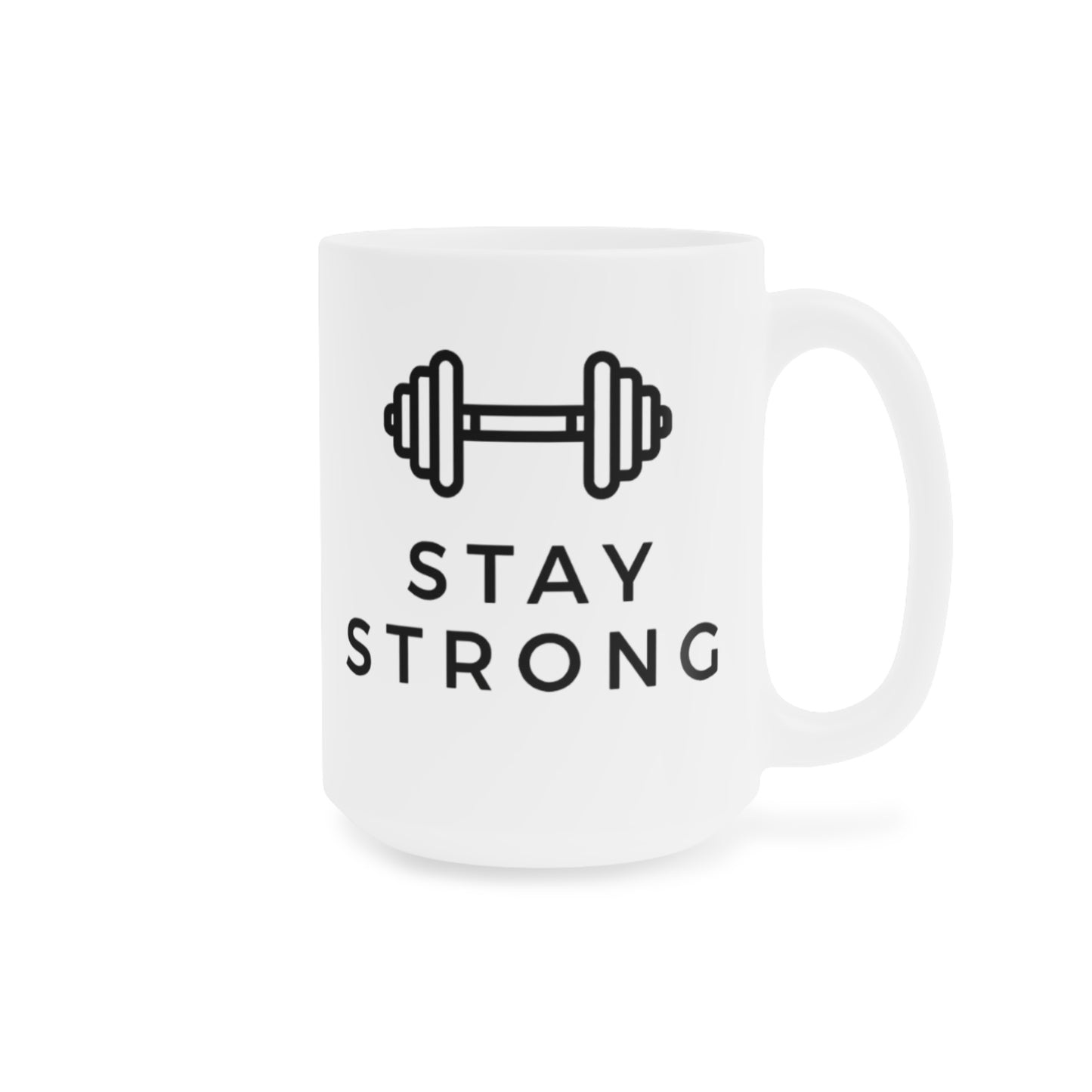 Stay Strong Mug — Motivational Dumbbell Coffee Cup (Gym Gift)