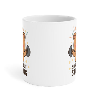Small But Strong Bear Mug — Cute Motivational Coffee Cup for Gym Lovers