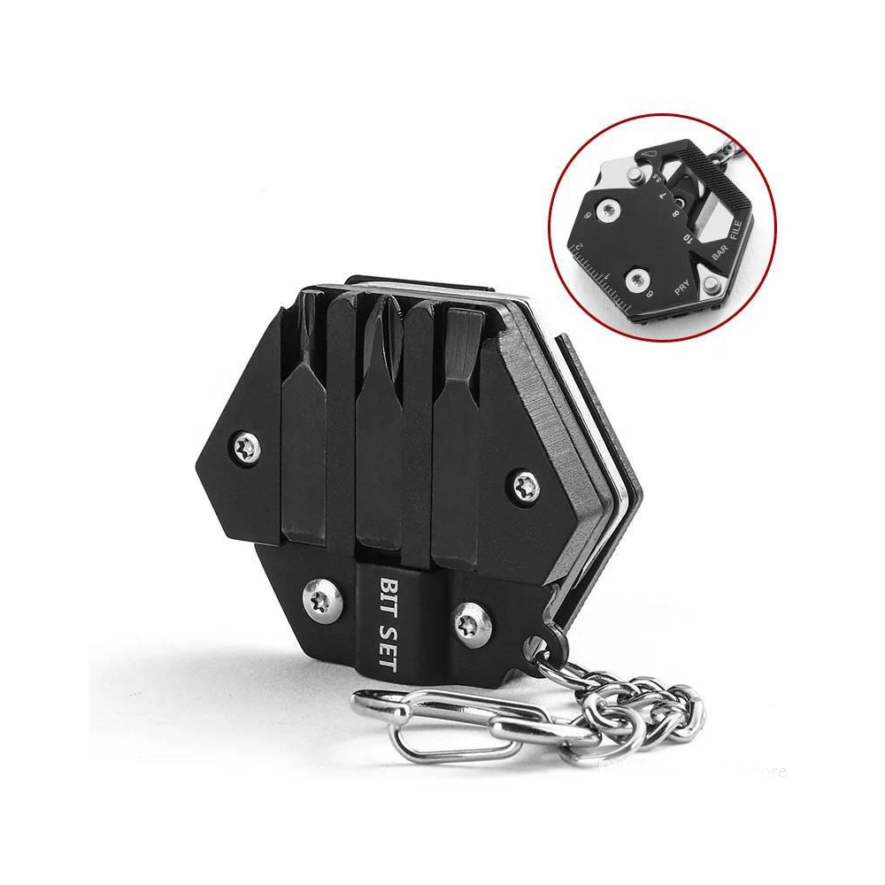 Multifunctional Hexagonal EDC Keychain black