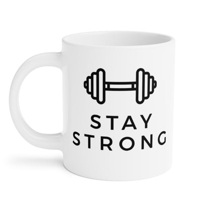 Stay Strong Mug — Motivational Dumbbell Coffee Cup (Gym Gift)