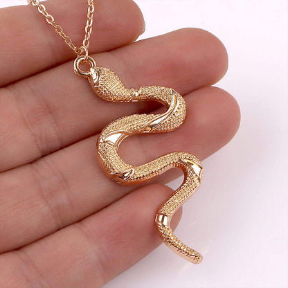 Snake Pendant Necklace With Link Chain gold