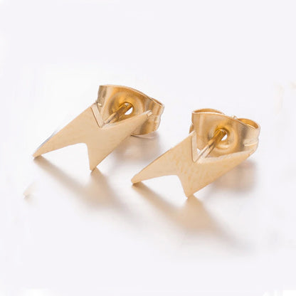 Small Lightning Bolt Stud Earrings gold