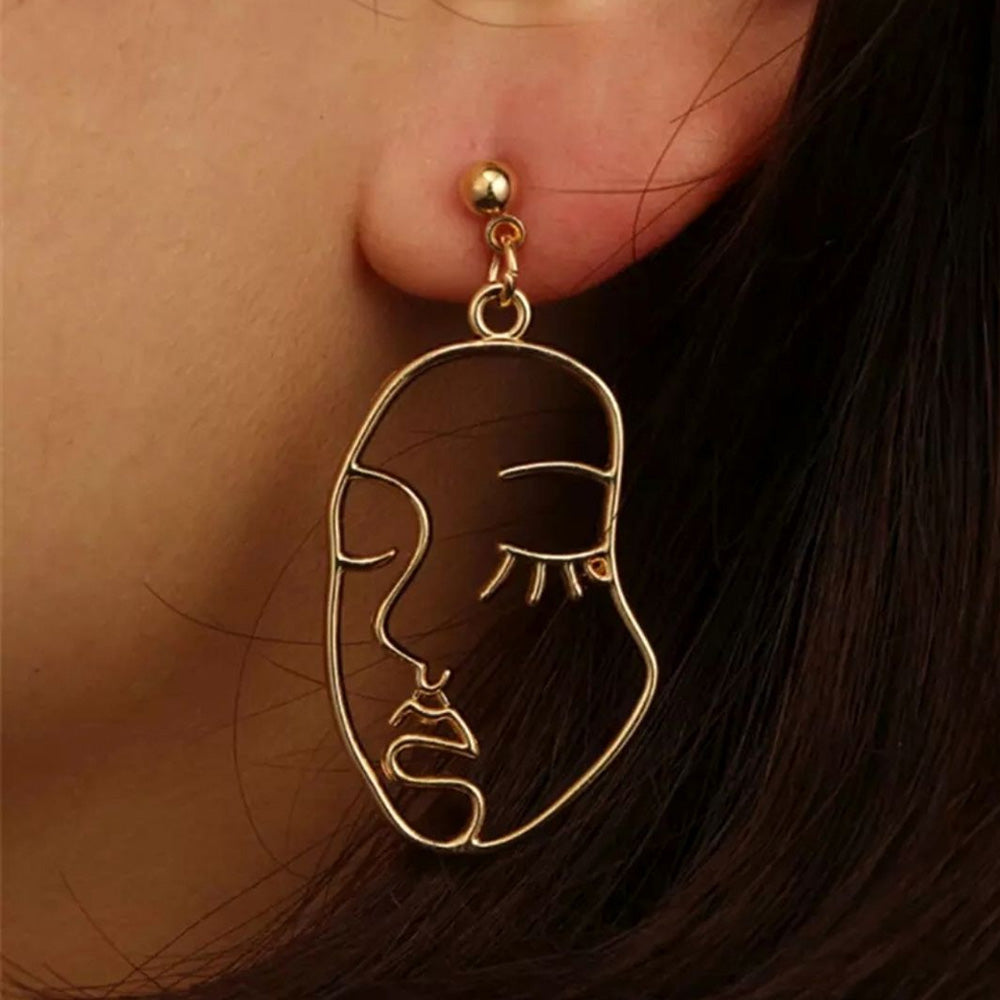 Zinc Alloy Wire Face Earrings 7