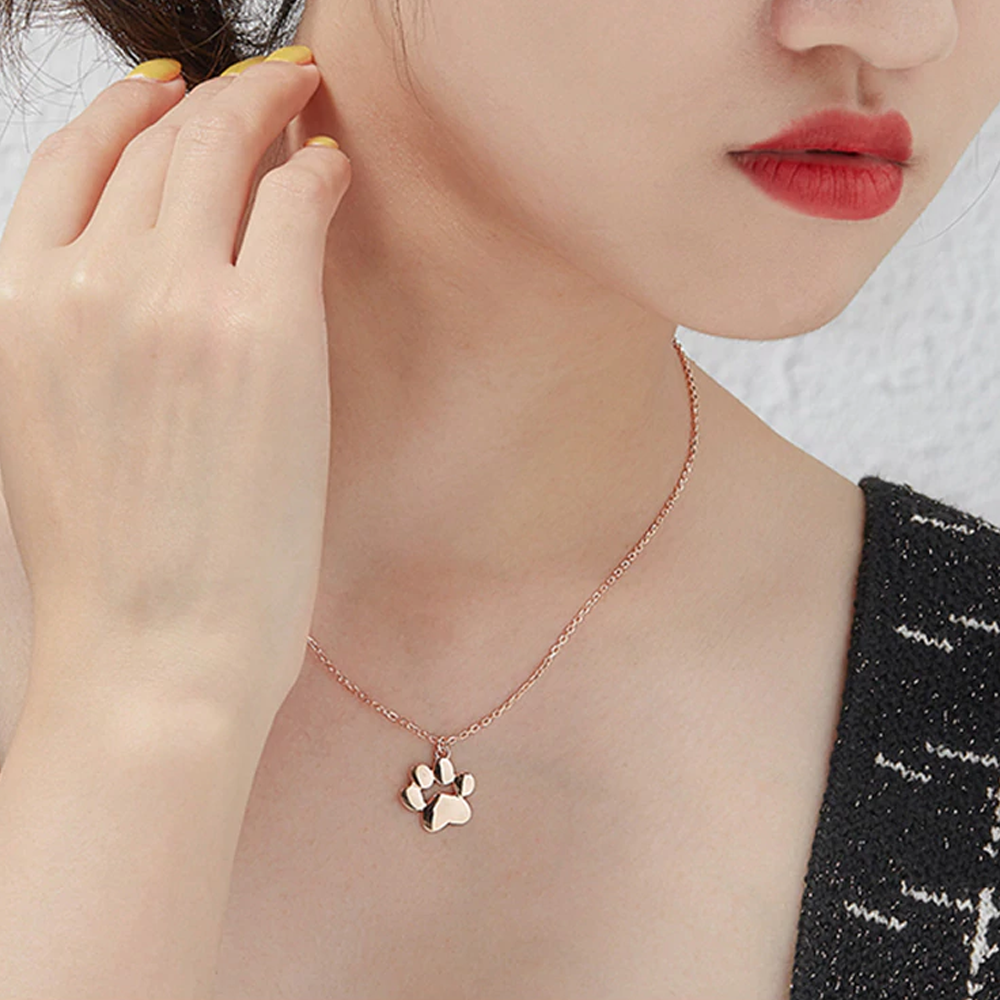 925 Sterling Silver Pet Paw Print Necklace 2
